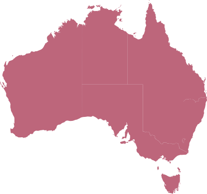 Map of Australia representing DSE Transport's nationwide metro, regional and interstate coverage